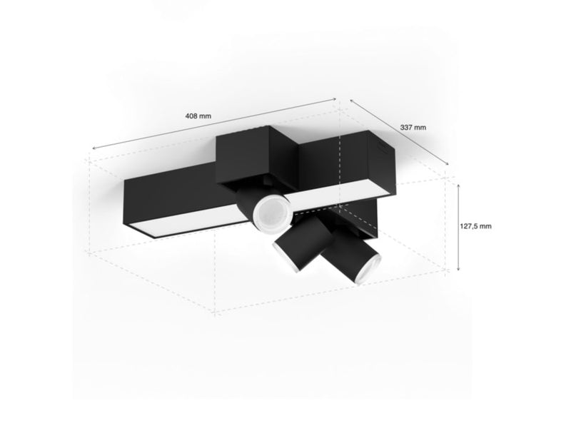 Plafonnier Centris Cross 3 spots Noir