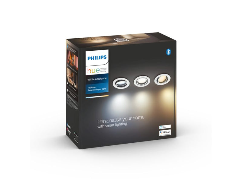 Pack de 3 spots à encastrer Milliskin blanc