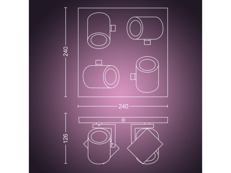 Spot quadruple Argenta Aluminium